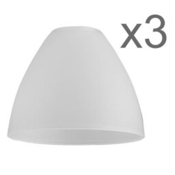 Valuelights Pack Of 3 White Frosted Glass Bowl Shaped Replacement Light Shades (D)13.5Cm