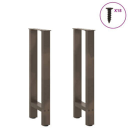Berkfield Console Table Legs Natural Steel 2 Pcs 28X(72-73) Cm Steel - thumbnail 3