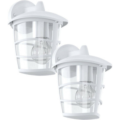 2 Pack Ip44 Outdoor White & Glass Lanterns - 60W E27 Porch Lighting - image 1