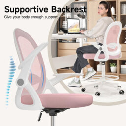 Onemill Tall Office Chair With Flip-Up Armrests, Adjustable Footrest, And Swivel For Home Office-Pink - thumbnail 5