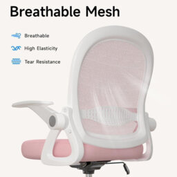 Onemill Tall Office Chair With Flip-Up Armrests, Adjustable Footrest, And Swivel For Home Office-Pink - thumbnail 6