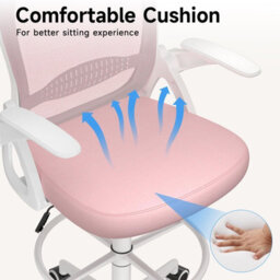 Onemill Tall Office Chair With Flip-Up Armrests, Adjustable Footrest, And Swivel For Home Office-Pink - thumbnail 7