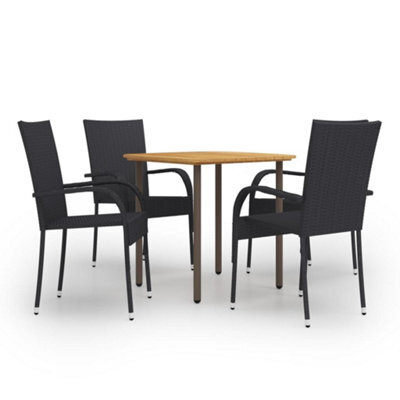 Berkfield 5 Piece Garden Dining Set Poly Rattan Black - image 1