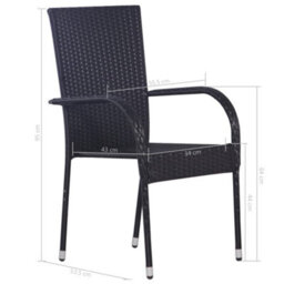 Berkfield 5 Piece Garden Dining Set Poly Rattan Black - thumbnail 9