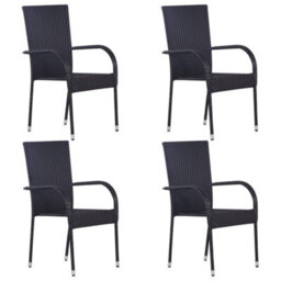 Berkfield 5 Piece Garden Dining Set Poly Rattan Black - thumbnail 2