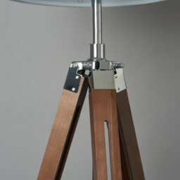 Litecraft Keegan Dark Brown Adjustable Wooden Tripod Floor Lamp - thumbnail 5