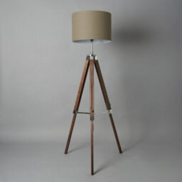 Litecraft Keegan Dark Brown Adjustable Wooden Tripod Floor Lamp - thumbnail 4