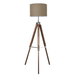 Litecraft Keegan Dark Brown Adjustable Wooden Tripod Floor Lamp - thumbnail 2