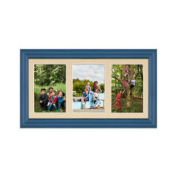 AK Frames 40X20Cm Navy Blue Classic Multi Photo Frame With Ivory Mount - Holds 3 Apertures (3X) 6X4 Photos - thumbnail 1