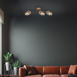 Briloner Black Smoked Glass Ceiling Light Spotlight Bar 3 Way Adjustable E27 Bulbs Sold Separately 47Cm - thumbnail 7