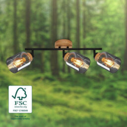Briloner Black Smoked Glass Ceiling Light Spotlight Bar 3 Way Adjustable E27 Bulbs Sold Separately 47Cm - thumbnail 5