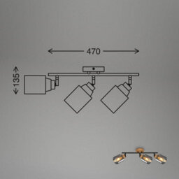 Briloner Black Smoked Glass Ceiling Light Spotlight Bar 3 Way Adjustable E27 Bulbs Sold Separately 47Cm - thumbnail 9