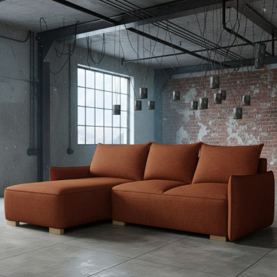 Focus L Universal Side Corner Sofa Bed With Storage Hdf And Chipboard Frame 240X155X87 Cm Fabric Orange - image 1