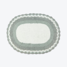 Allure Bath Fashions Lace Edge Vintage Cotton Oval Bath Mat - Grey - thumbnail 1