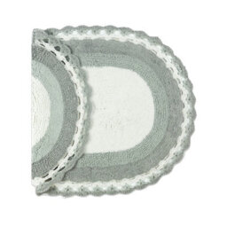 Allure Bath Fashions Lace Edge Vintage Cotton Oval Bath Mat - Grey - thumbnail 2