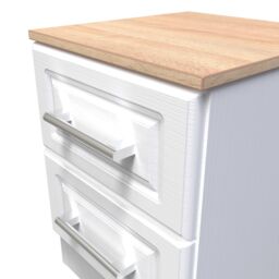Sevilla Ready Assembled Matt White Light Oak Effect 2 Drawer Bedside Chest (H)505mm (W)395mm (D)415mm - thumbnail 5