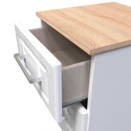 Sevilla Ready Assembled Matt White Light Oak Effect 2 Drawer Bedside Chest (H)505mm (W)395mm (D)415mm - thumbnail 6