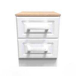 Sevilla Ready Assembled Matt White Light Oak Effect 2 Drawer Bedside Chest (H)505mm (W)395mm (D)415mm - thumbnail 2