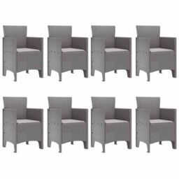 Berkfield Garden Dining Set 9 Pcs White Polt Rattan - thumbnail 5