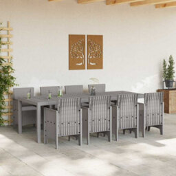 Berkfield Garden Dining Set 9 Pcs White Polt Rattan - thumbnail 3