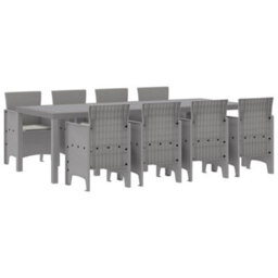 Berkfield Garden Dining Set 9 Pcs White Polt Rattan - thumbnail 2