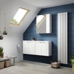 FNX Bathrooms Element 600mm 2 Door Gloss White Wall Hung Mirror Cabinet Contemporary 715mm