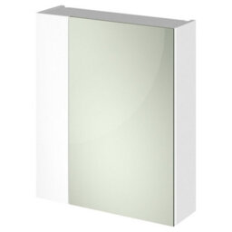 FNX Bathrooms Element 600mm 2 Door Gloss White Wall Hung Mirror Cabinet Contemporary 715mm - thumbnail 2