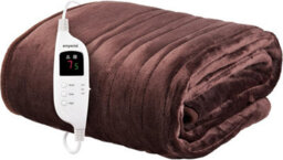 Emperial Heated Throw Electric Blanket Soft Fleece 9 Hr Timer Machine Washable - Brown
