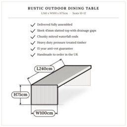 Timber Foundry Rustic Outdoor Dining Table 10-12 Seater Table Only - thumbnail 4