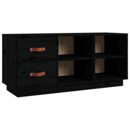 Berkfield Shoe Bench Black 100X34X45 Cm Solid Wood Pine - thumbnail 2