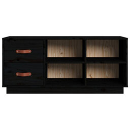 Berkfield Shoe Bench Black 100X34X45 Cm Solid Wood Pine - thumbnail 6