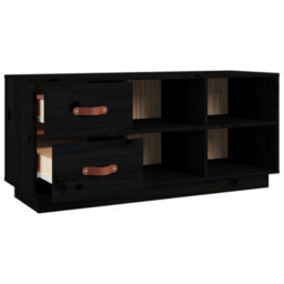 Berkfield Shoe Bench Black 100X34X45 Cm Solid Wood Pine - thumbnail 7