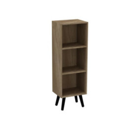 Urbn-Living Urbnliving 80Cm Height 3 Tier Oak Wooden Storage Cube Bookcase Scandinavian Style Black Legs - thumbnail 1