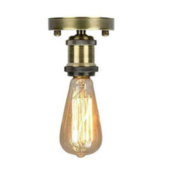 Vintage Semi Flush Light E27 Lamp Holder  Retro Green Brass Ceiling Light Fixture For Home Cafes - thumbnail 2