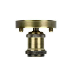 Vintage Semi Flush Light E27 Lamp Holder  Retro Green Brass Ceiling Light Fixture For Home Cafes
