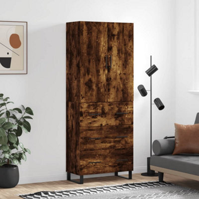 Berkfield Highboard Smoked Oak 69.5X34X180 Cm Engineered Wood - image 1