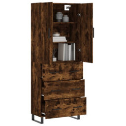 Berkfield Highboard Smoked Oak 69.5X34X180 Cm Engineered Wood - thumbnail 3