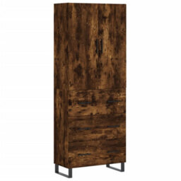 Berkfield Highboard Smoked Oak 69.5X34X180 Cm Engineered Wood - thumbnail 2