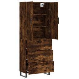 Berkfield Highboard Smoked Oak 69.5X34X180 Cm Engineered Wood - thumbnail 4