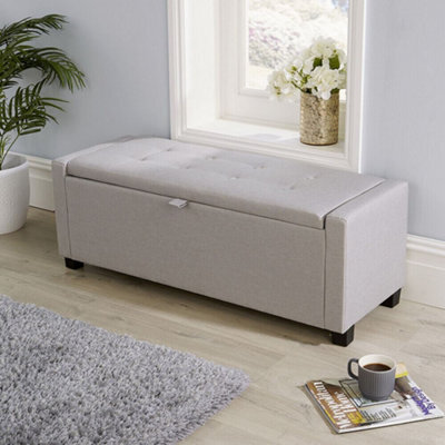 Home Source Verona Fabric Storage Ottoman Chest Grey - image 1