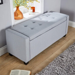 Home Source Verona Fabric Storage Ottoman Chest Grey - thumbnail 4