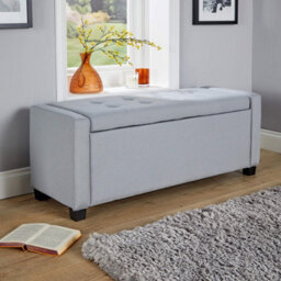 Home Source Verona Fabric Storage Ottoman Chest Grey - thumbnail 3