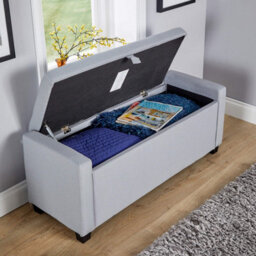 Home Source Verona Fabric Storage Ottoman Chest Grey - thumbnail 2