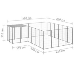 Walplus Outdoor Dog Kennel Silver 8.47 M² Steel - thumbnail 6