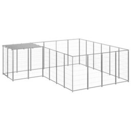 Walplus Outdoor Dog Kennel Silver 8.47 M² Steel - thumbnail 1