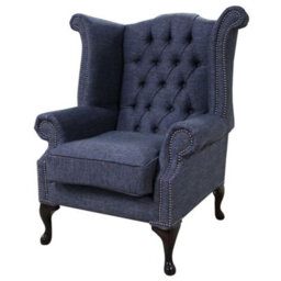 Chesterfield High Back Wing Chair Ferrara Nightscape Fabric In Queen Anne Style - thumbnail 3