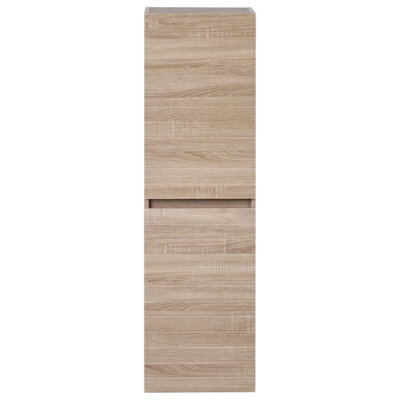 Wyld And Coco Nordicnest Tall Narrow Wall-Mounted Bathroom Cabinet Light Brown Mdf 2 Shelves - W350 X D300 X H1200mm - image 1