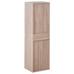 Wyld And Coco Nordicnest Tall Narrow Wall-Mounted Bathroom Cabinet Light Brown Mdf 2 Shelves - W350 X D300 X H1200mm - thumbnail 6