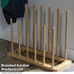 Garden Gear 6 Pair Bamboo Welly Boot Rack 2 Tier Stand Free Standing Storage - thumbnail 4