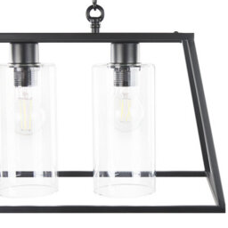 Beliani 117 Cm Pendant Lamp Black Iron Cage With Three Glass Shades - thumbnail 6